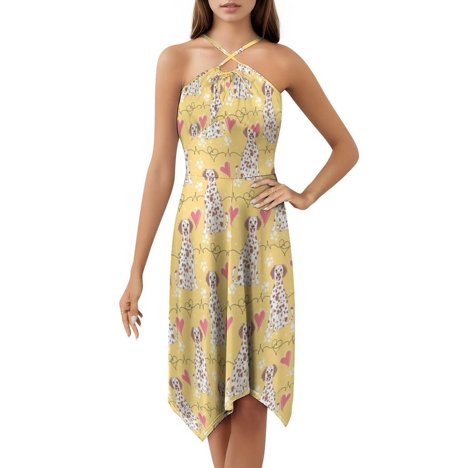 الحب طويل الشعر الدلماسية-البدة ثلاثية الألوان 1 فستان عطلة مثير للنساء حفلة الشاطئ عيد ميلاد فستان قصير الدلماسية الدلماسية #5