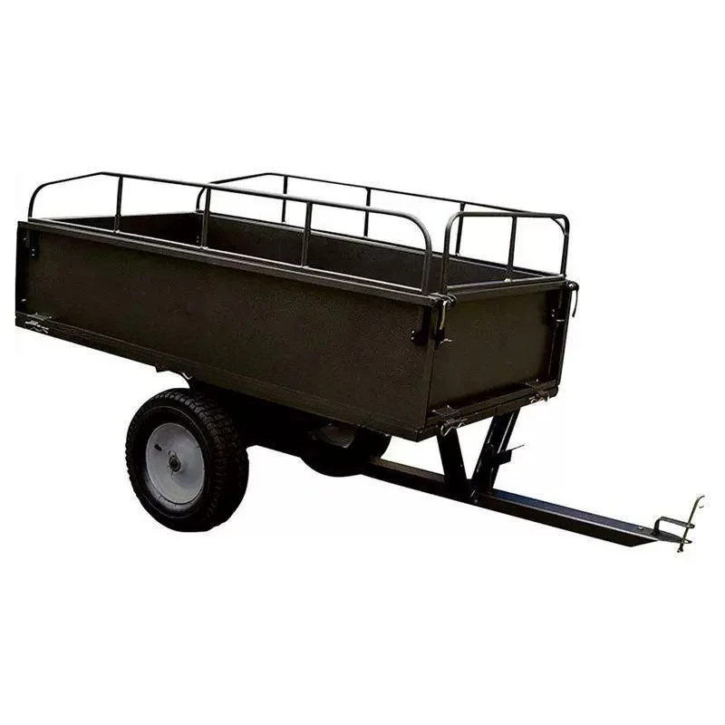 Steel ATV Dump Trailer Tow Behind Dump Cart Garden Trailer with Removable Sides and Tires for Mowers Tractor