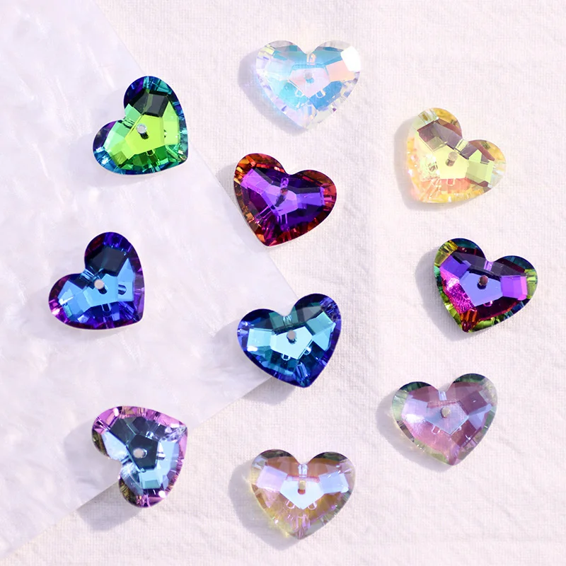 High Selling 17mm Fat Peach Ausrian Crystal Heart AB Fancy Shaped Small Pendant Beads Necklace Pendant DIY Material Accessories