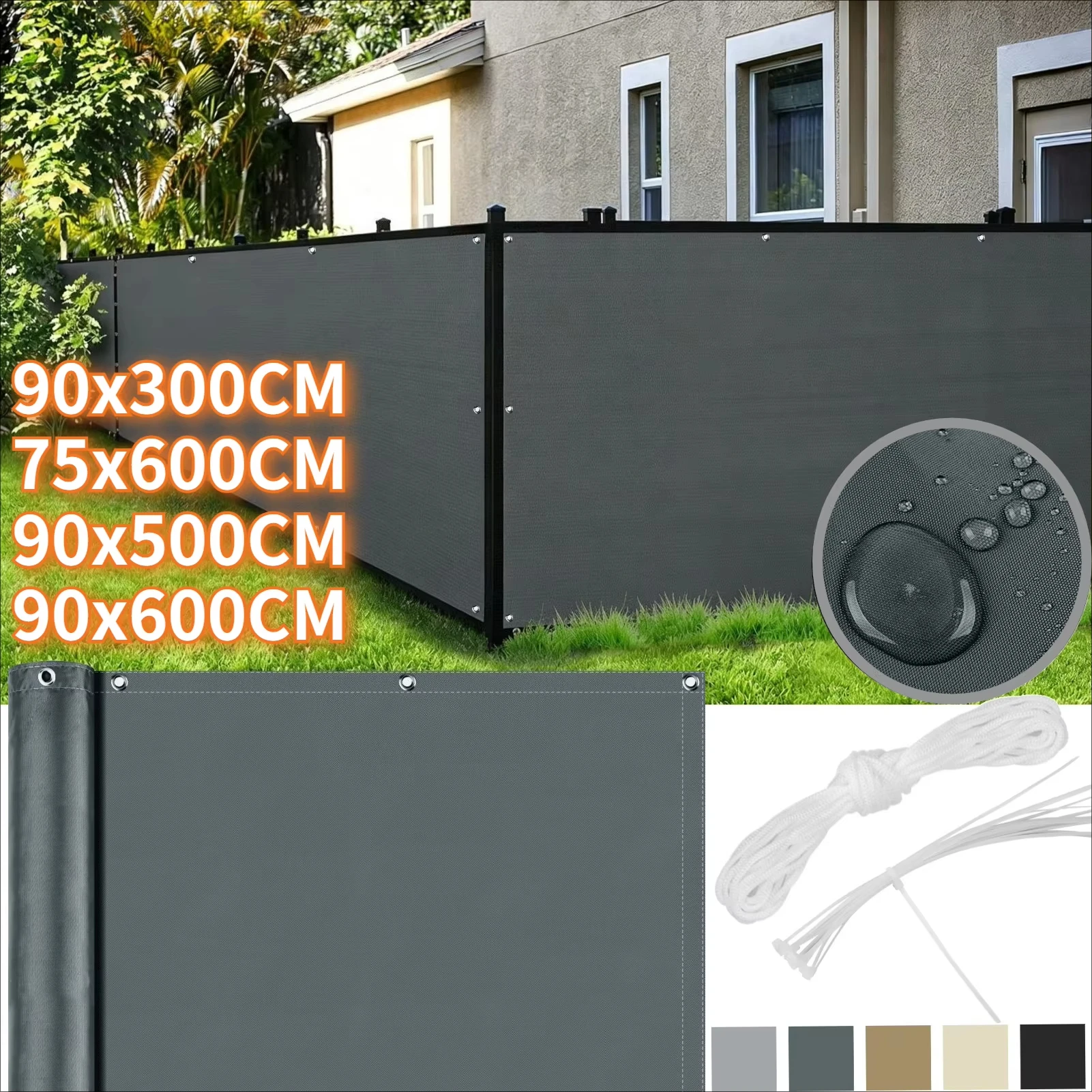 Brise-vue robuste pour clôture, en tissu maillé avec œillets, protection UV, pour jardin et terrasse extérieurs