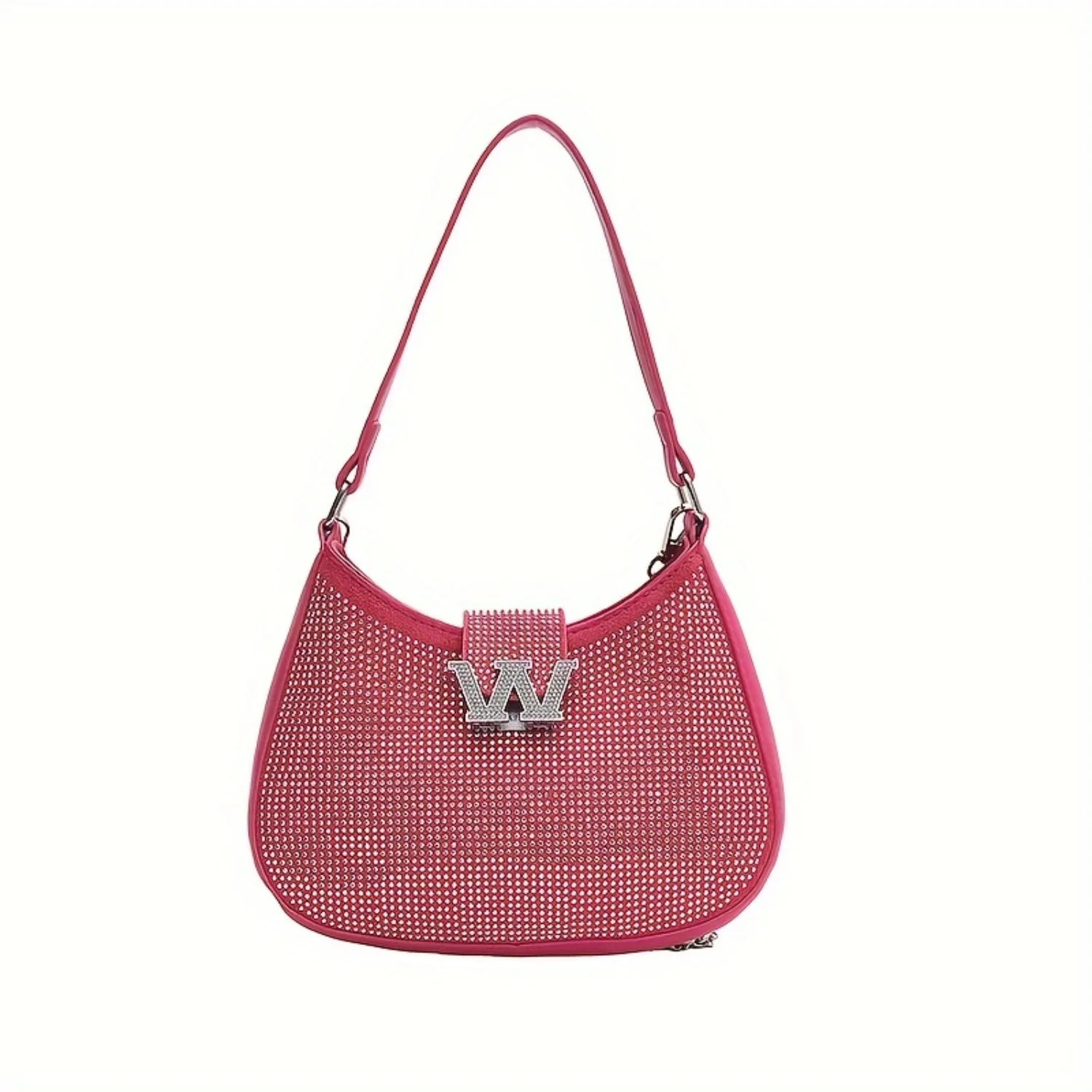 Women Rhinestone Shoulder Bag, Shiny Crescent Handbag, Trendy Sparkling Chain Crossbody Purse Shipping bags Mini backpack Bogg