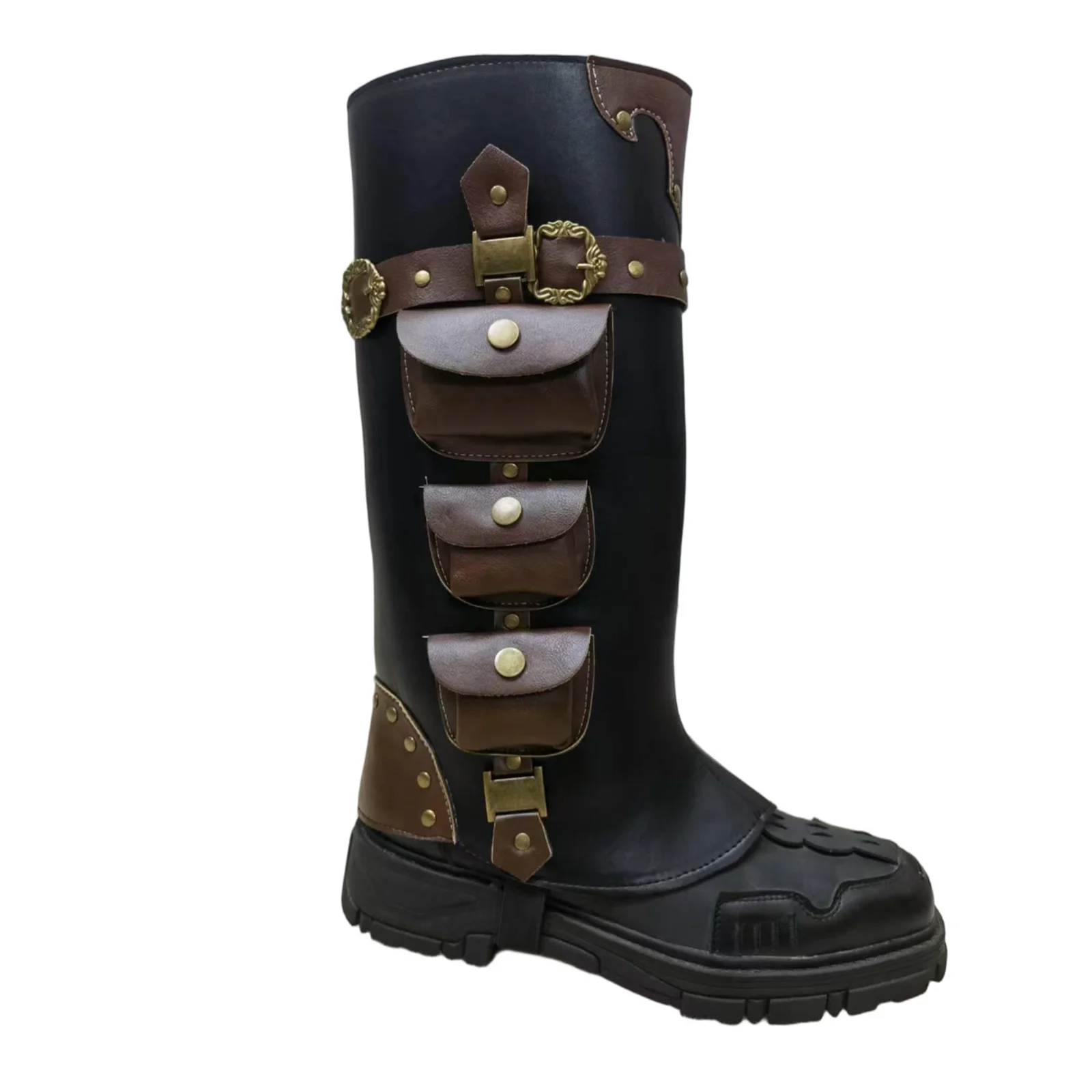 Cubierta de botas Steampunk medievales para hombre, mallas góticas vikingas piratas, accesorios, cubierta de bota renacentista de Halloween