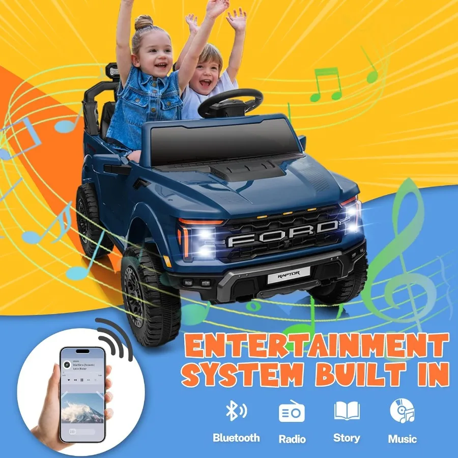 รถยนต์ไฟฟ้าสำหรับเด็ก 2 ที่นั่ง รุ่นฟอร์ด เอฟ-150 แร็ปเตอร์ 24 โวลต์ พร้อมรีโมทคอนโทรล รถบรรทุกเด็กนั่งขับได้ พร้อมรีโมท 2 ตัว