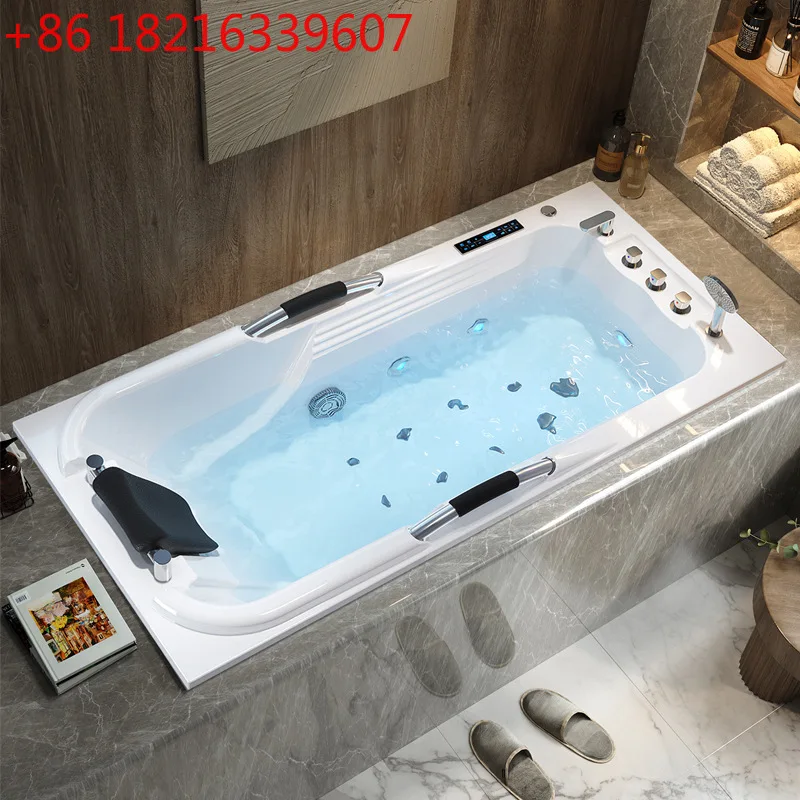أكريليك مع درابزين، حوض استحمام مدمج منزلي للبالغين مربع ذكي لتدفئة درجة حرارة ثابتة #1