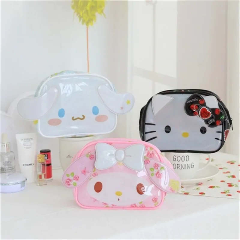 Y2k Hello Kitty Cinnamoroll Anime Kawaii Sanrio Makeup Storage Bag Cute Cartoon My Melody Ins Toiletry Handbag Gifts for Girls