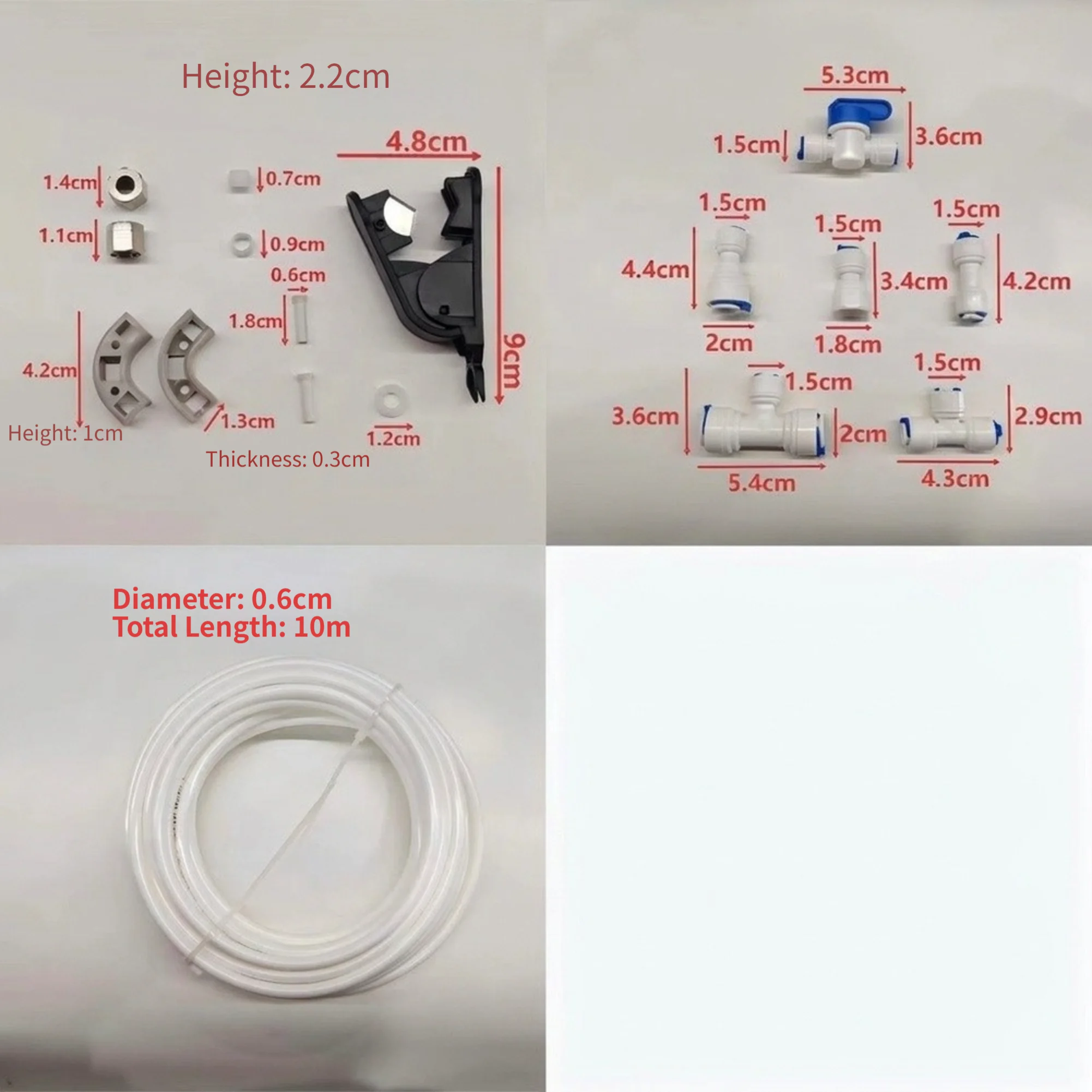 Water System Installation Kit 10ft for pe 5/16 with for Quick Connect Fittings Angle Stop Valve for RO Drinking Water Machines