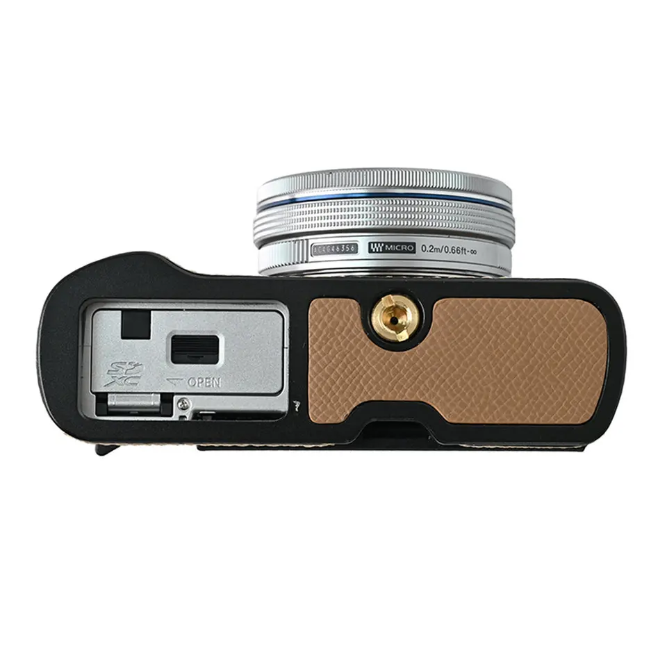 Aluminum Metal Genuine Leather Camera Half Body Case For Olympus