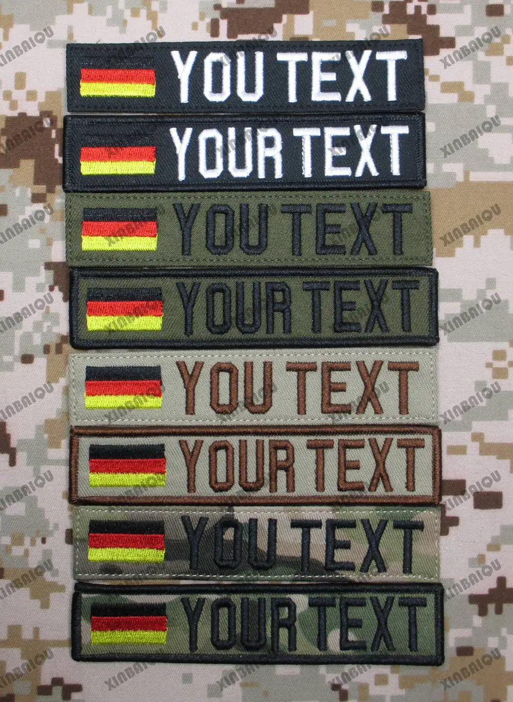 Haftowana naszywka na zamówienie Flaga Niemiec Niestandardowa nazwa na zamówienie Naszywka na taśmie Hook and loop Multicam Green ACU Black Tan