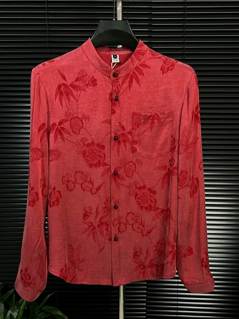 

Новая мужская рубашка с длинным рукавом для весны и осени: мягкая, комфортная, модная, универсальная, приталенного кроя, с ощущением роскоши, в китайском стиле