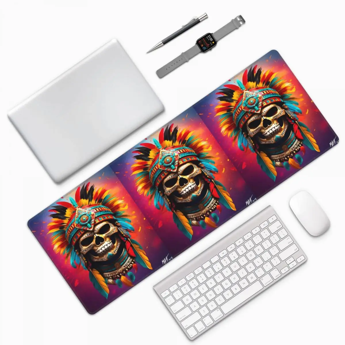 Aztec Skull7 Large Mouse Pad Computer Keyboard Mouse Mat Gaming PC Laptop Desk Mat Office Accessories Table Mats