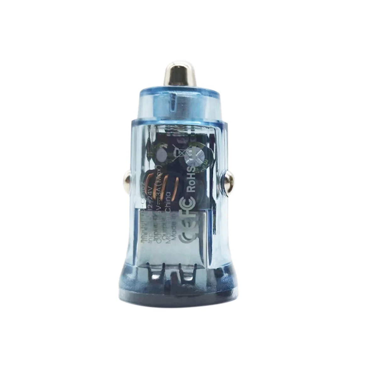 Transparent Two USB Car Charger 3.1A Fast Charging Charger Pd Fast Mini Car Charger Quick Charge(Transparent Blue)