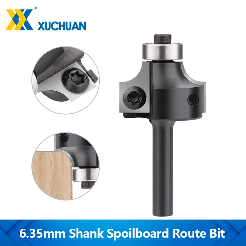 

XUCHUAN CNC Spoilboard Surfacing Route Bit 1/4 Shank Corner Round Over Router Bit Wood Planer Bit for MDF Plywood