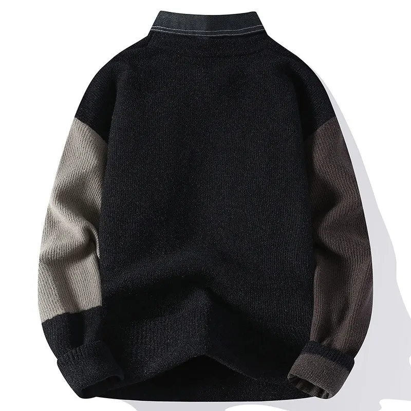 

Men's Casual Loose Knitted irt Collar Sweater Fake Two-Piece Set Autumn Winter New Sle Versatile Loose Fit Long Sve