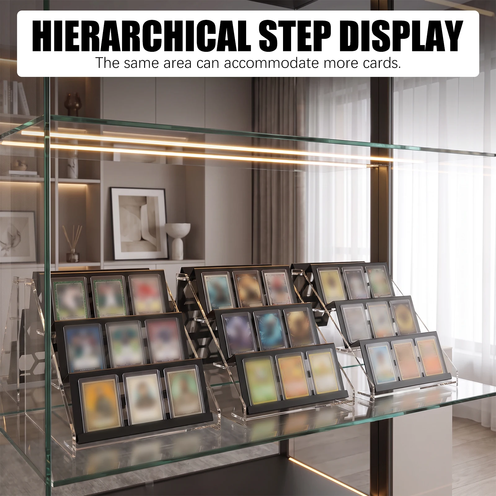 20Pcs Modular Trading Card Risers Acrylic for Display Cases And Trade Shows Trading Show Card Risers Card Display Risers Modular
