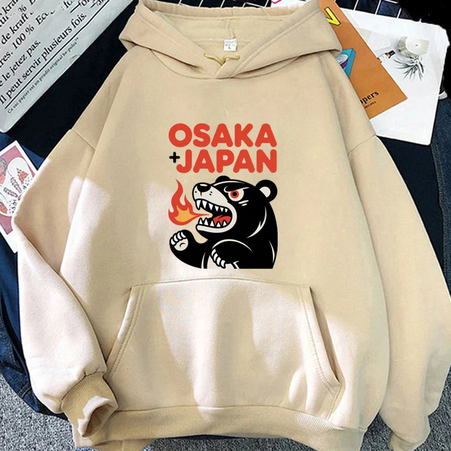 

Spitfire Bear Pattern Men Woman Hoodie Osaka Japan Letter Print Unisex Sweatshirt Fashion Casual Comfy Soft Breathable Clothing