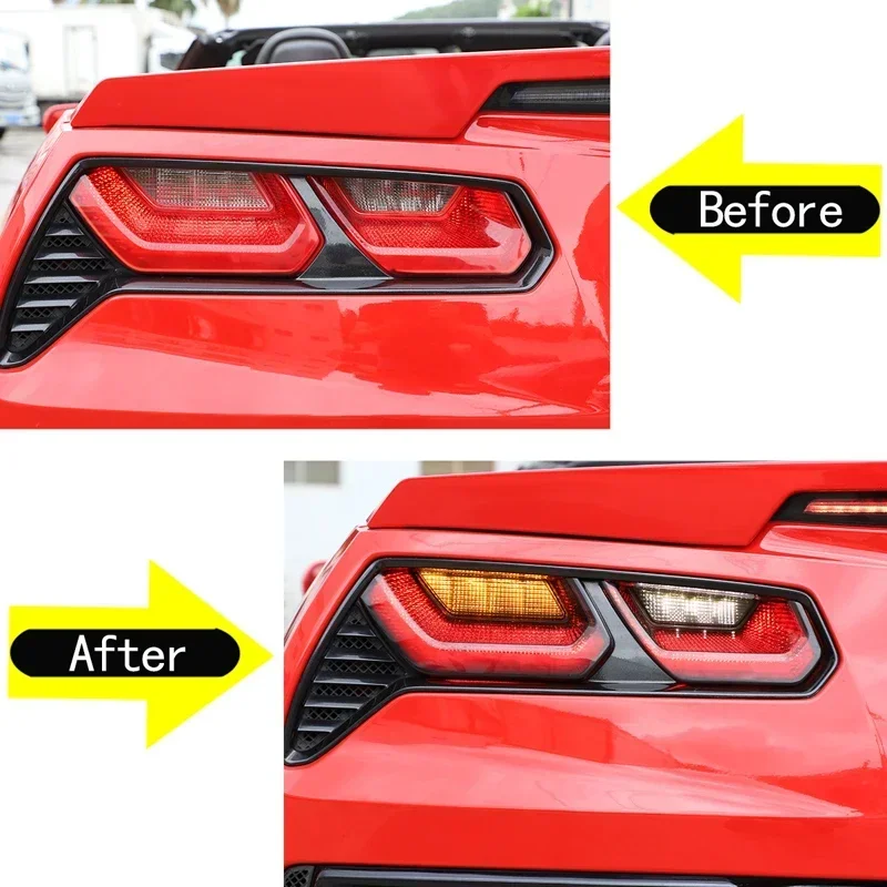 

4 Pcs ABS For Chevrolet Corvette C7 2014-2019 Car taillight protective cover decoration sticker Car protection accessories
