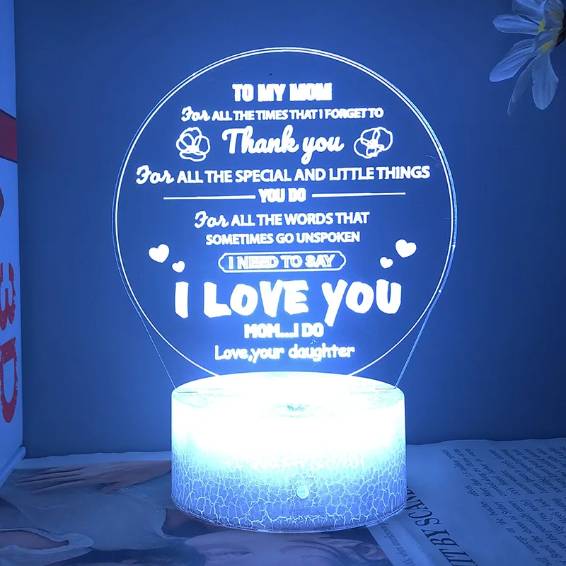 Personalized Customize Mother's Day Gift Night Light What You Want To Say To Your Mom Bedroom Lamp