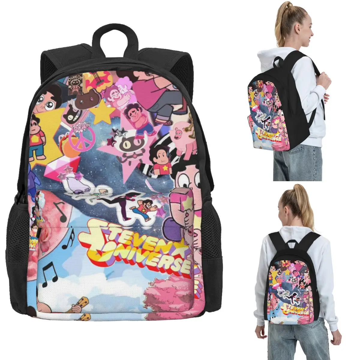 

Рюкзаки Steven Universe для мальчиков и девочек, сумка для книг, большая вместительная школьная сумка для студентов, рюкзак для ноутбука, сумка на плечо