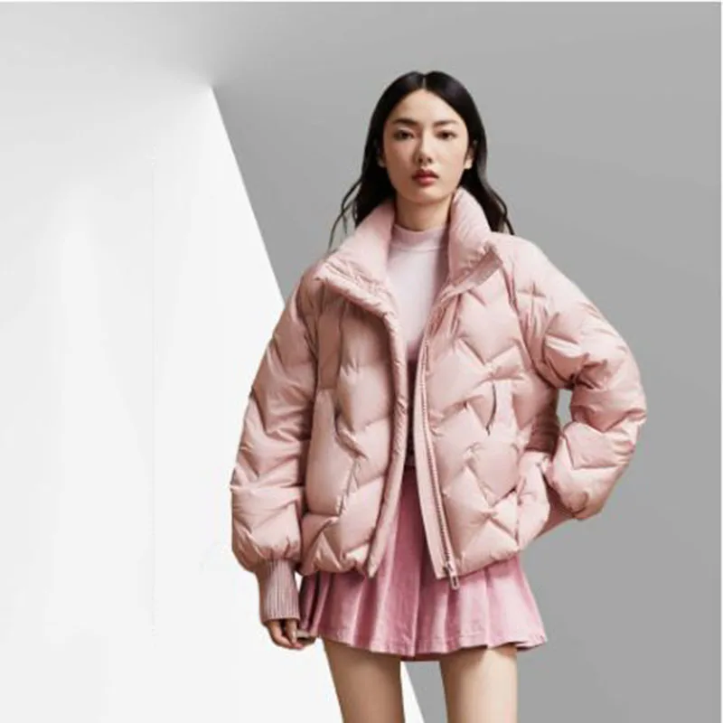 Chaqueta de plumón de pato blanco cálido para mujer, chaqueta de plumón corta de alta calidad para ocio, versión coreana, H503, 2025