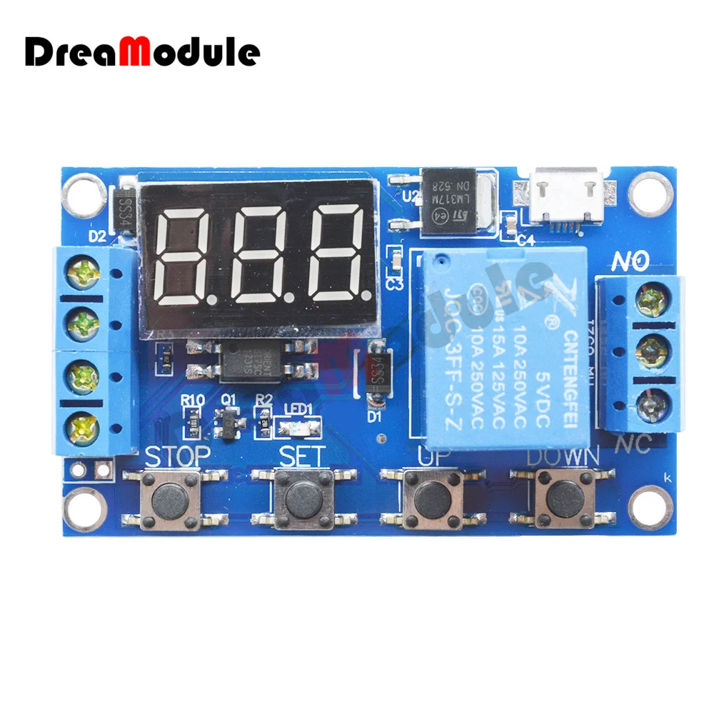 DC 6-30V Support Micro USB 5V LED Display Automation Cycle Delay Timer Control Off Switch Delay Time Relay Module 6V 9V 12V 24V