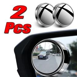 2Pcs Round Frame Convex Blind Spot Mirror Safety Driving Wide-angle 360 Degree Adjustable Clear Rearview Mirror Car Accessories