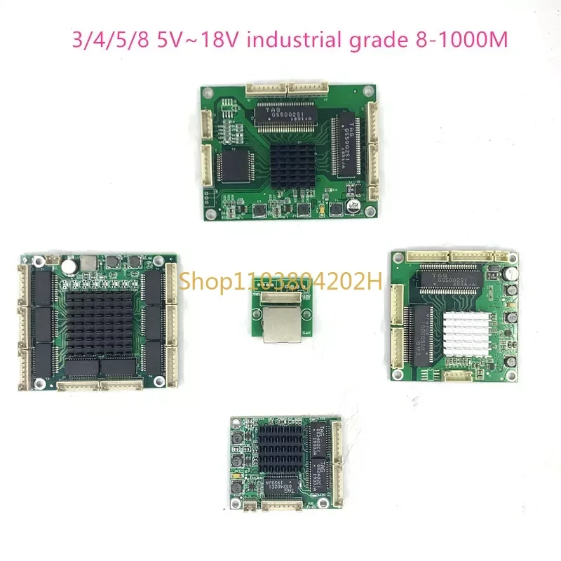 

Industrial Ethernet Switch Module 3/4/5/8 Ports Unmanaged10/100/1000mbps board OEM Auto-sensing Ports board 5V12V18V Motherboard