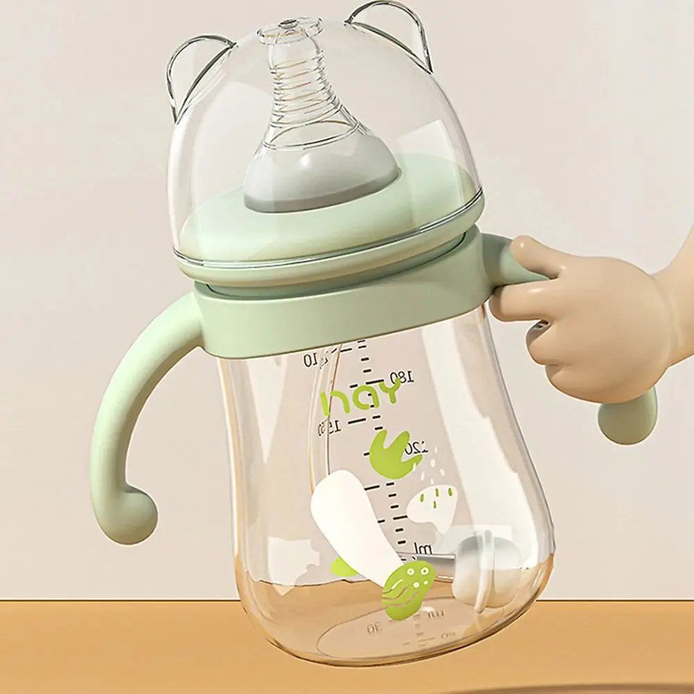 Cute Double Handle Baby Bottle Anti-Slip Anti-drop Newborns Baby Bottle Food grade High capacity Feeding Bottle Newborns