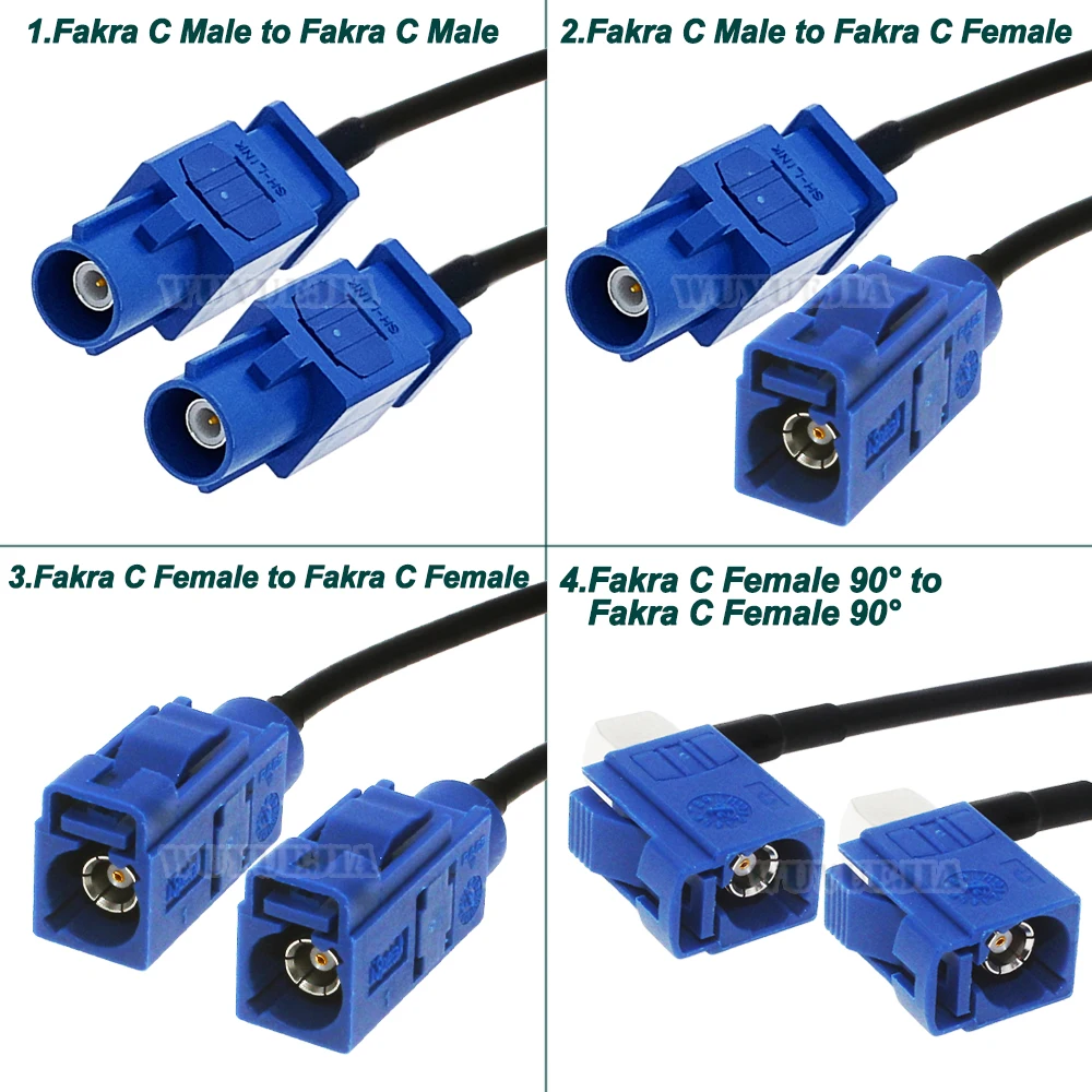 

RG174 Cable Blue Fakra C Male/Female to Fakra C Male/Female Straigh 90°Connector Car Radio Antenna Extension RF Coaxial Cable