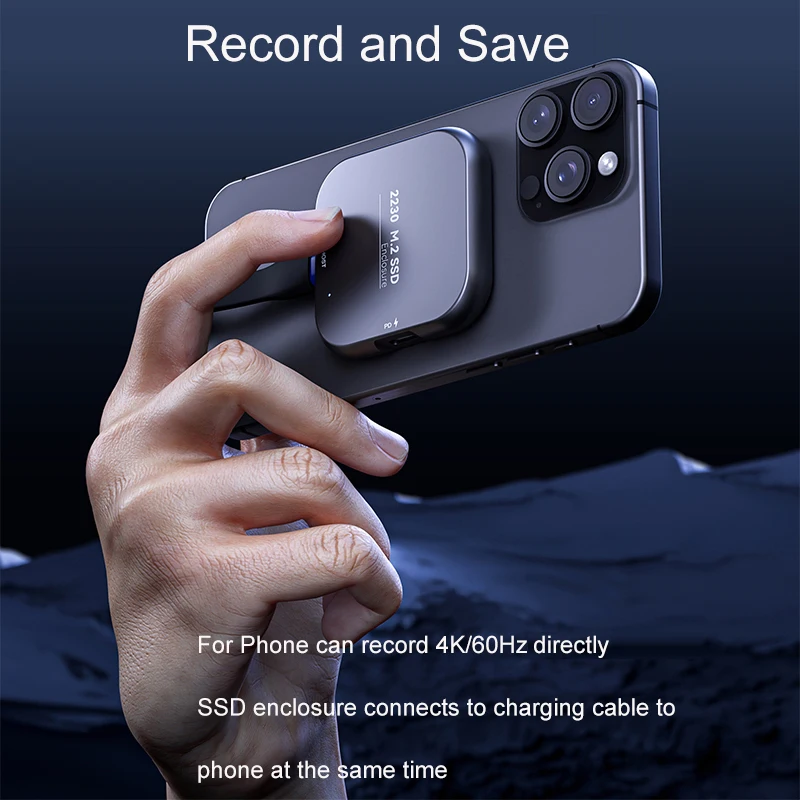 마그네틱 M.2 2230 NVMe SSD 인클로저 100W PD Type-C 4K HDMI 어댑터 도킹 스테이션 SSD 케이스 USB C-NVMe for Phone MacBook ,Magnetic M.2 2230 NVMe SSD Enclosure 100W PD Type-C 4K HDMI  Adapter Docking Station SSD Case USB C to NVMe for Phone