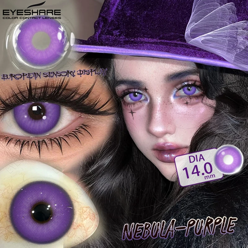 EYESHARE Farbige Kontaktlinsen für Cosplay Anime Lila Rosa Niedliche Kontaktlinsen Rote Linsen für Halloween Make-up Blaue Pupillen Y2K Linsen
