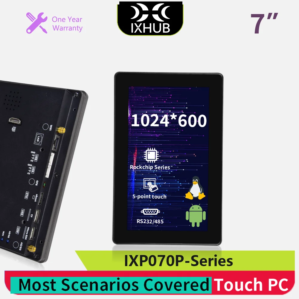 

Промышленный сенсорный IPS-монитор IXHUB 7 дюймов на Android, водонепроницаемый IP65, для киосков, шкафов управления, роботов, зарядных станций для электромобилей, торговых автоматов