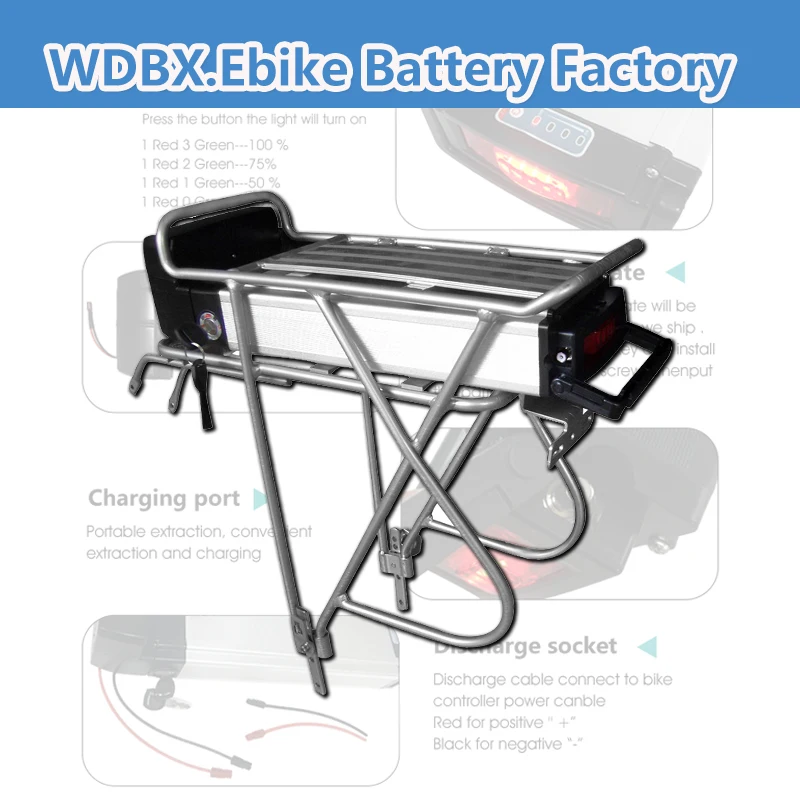 24V 15Ah Rear Rack Electric Bicycle Replacement Battery 48V 36V 10.4Ah 12Ah For Thompson Aspen Stella Keola SundVall Ebike