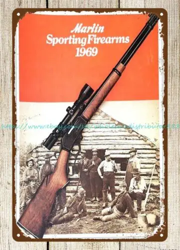 plaques Marlin Sporting Firearms 1969 Gun Rifle catalog cover art metal tin sign