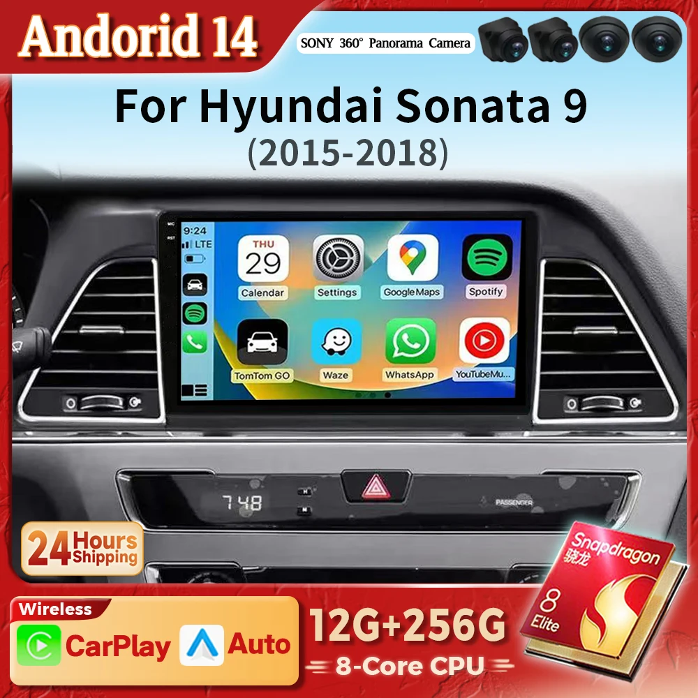 

Android 14 Carplay Auto Car Radio Multimedia For Hyundai Sonata 7 LF 9 2014 2015 - 2017 Autoradio Stereo 2Din Snapdragon Player