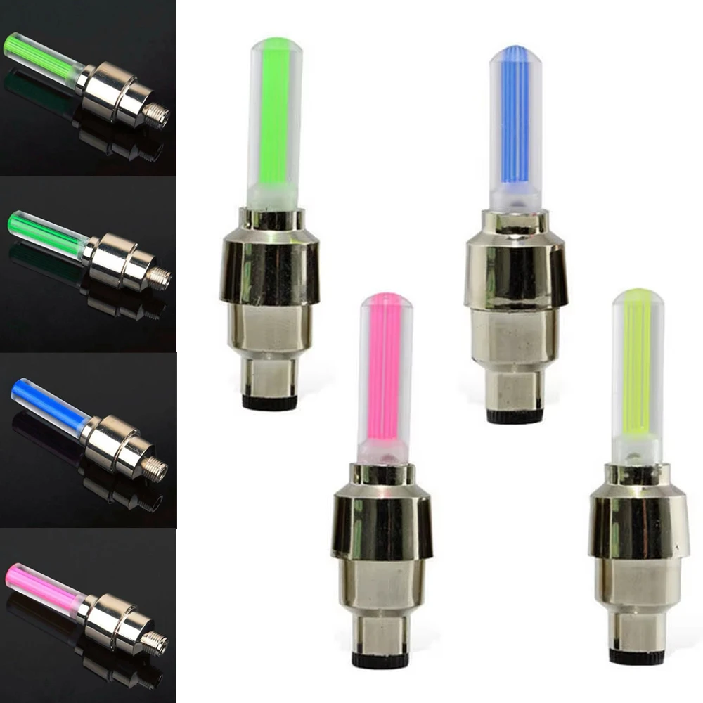 1X 2X 4X Colorful Bicycle Lights Waterproof Morotcycle Wheel Light Tire Valve Cap Flashlight MTB Bike Tire Valve Caps Neon Flash