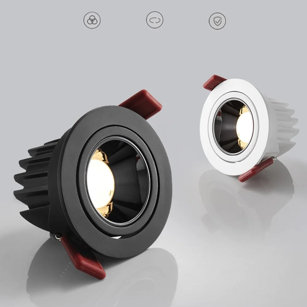 Led Downlight Recessed Ceiling Lamp Spot Lamp Angle Adjustable Aluminum Spot Led Light 7W 12W AC110V 220V For Home Office Store