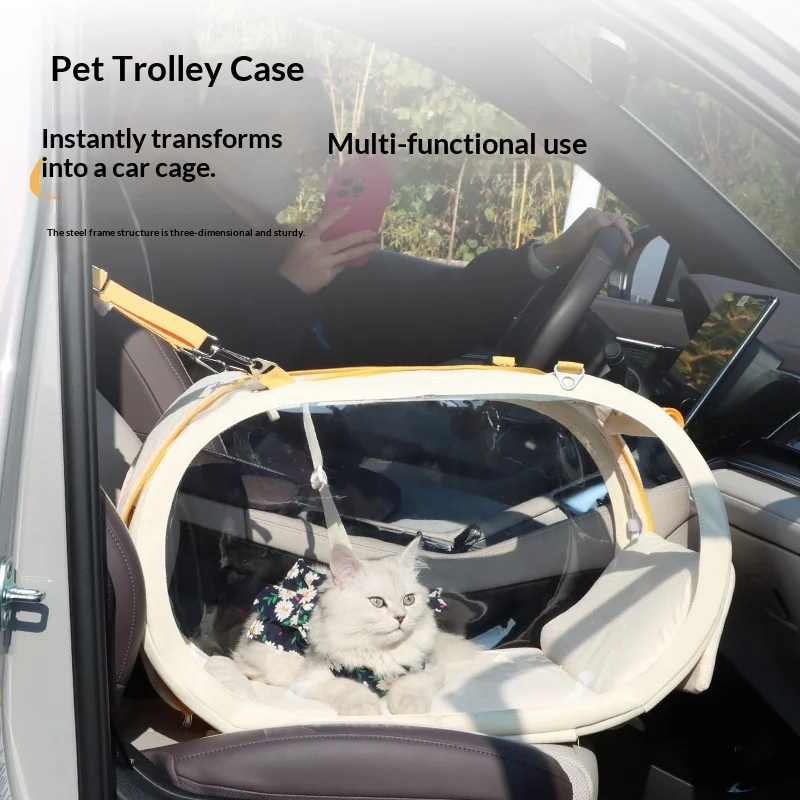 Maleta transportín transparente con ruedas para perros y gatos de viaje - imagen 5