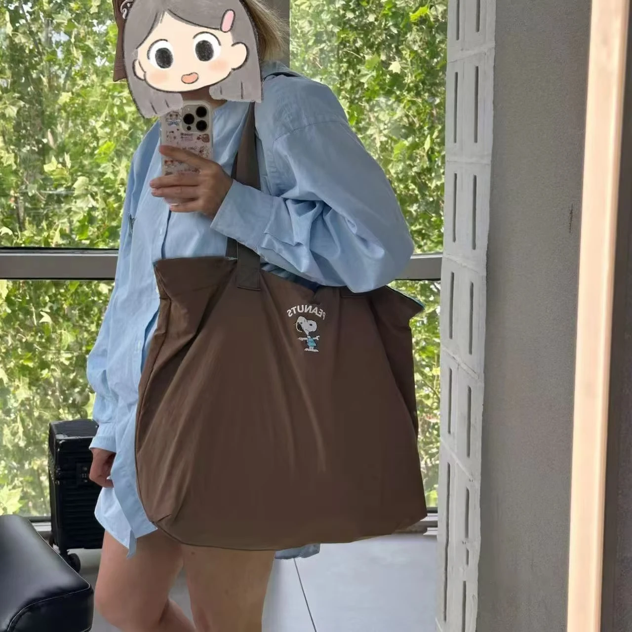 حقائب يد سنوبي كارتونية أنيمي حقيبة سفر ذات سعة كبيرة، حقيبة أمتعة، يمكن ملفوفة في حقيبة اللياقة البدنية المحمولة القابلة للطي