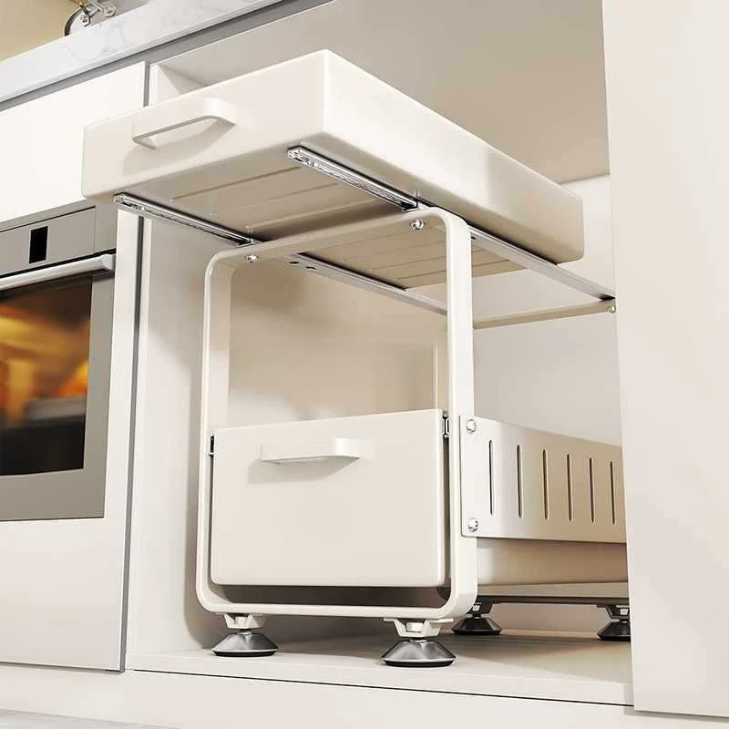

Kitchen Lower Sink Shelf Seasoning Dishes Pull-out Sink Cabinet Pull Basket Layered Storage Rack