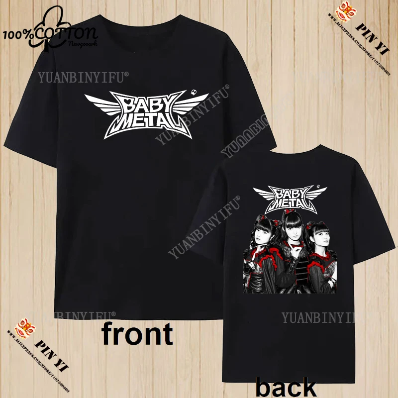 클래식 새 목록 일본 헤비 메탈 아이돌 밴드 BABYMETAL 헤비 메탈 프린트 여성 코튼 티셔츠 스트리트 패션