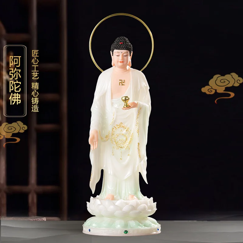 YFY Western Three Saints Buddha Statue, Amitabha Buddha, Gdedicated to household gods, white clothes, trend to statue
