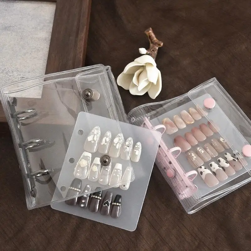 {MX} كتاب تخزين فني للأظافر الشفاف DIY نصائح أظافر وهمية ألبوم بسيط مشبك مزدوج 3 فتحات لوحة عرض مشبك البطاقات