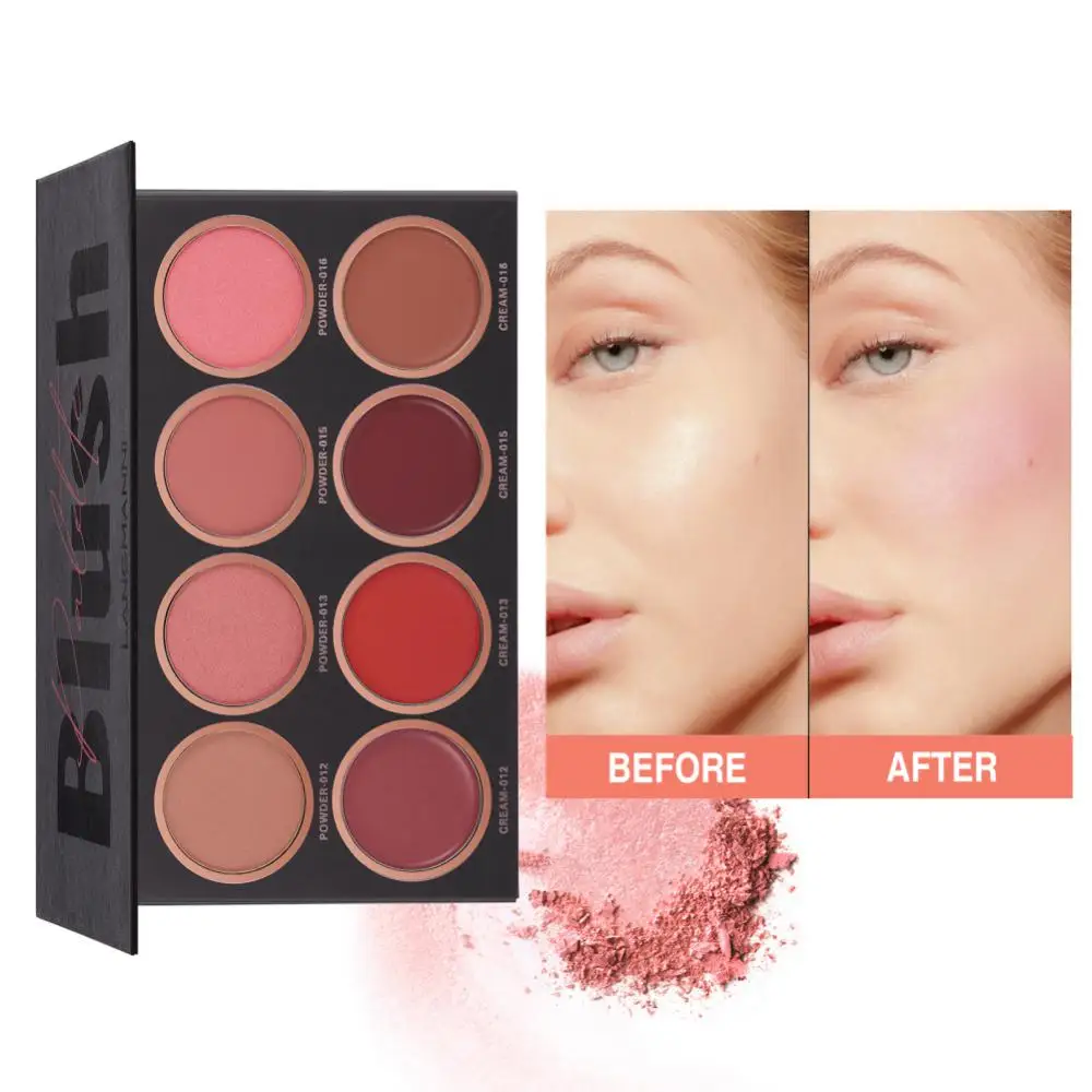 Matte perlmutt erröten natürliche Wangen tönung erröten Wange Rouge Schönheits kosmetik 8 Farben erröten Palette Gesichts kontur erröten Gesicht Make-up