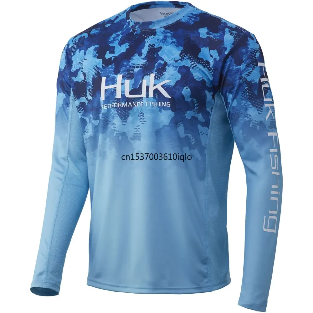 HUK Man's Long Sleeve เสื้อตกปลา Camouflage UV ป้องกันตาข่ายเสื้อยืด UPF50 + Simms ผลิตภัณฑ์เครื่องแต่งกาย Replica