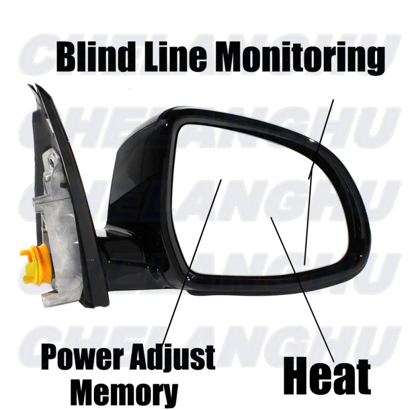 Right Passenger Side For BMW X6 F16 2014 2015 2016 2017 2018 Black Painted 5Pins Power Adjust Memory Power Fold Mirror Assembly