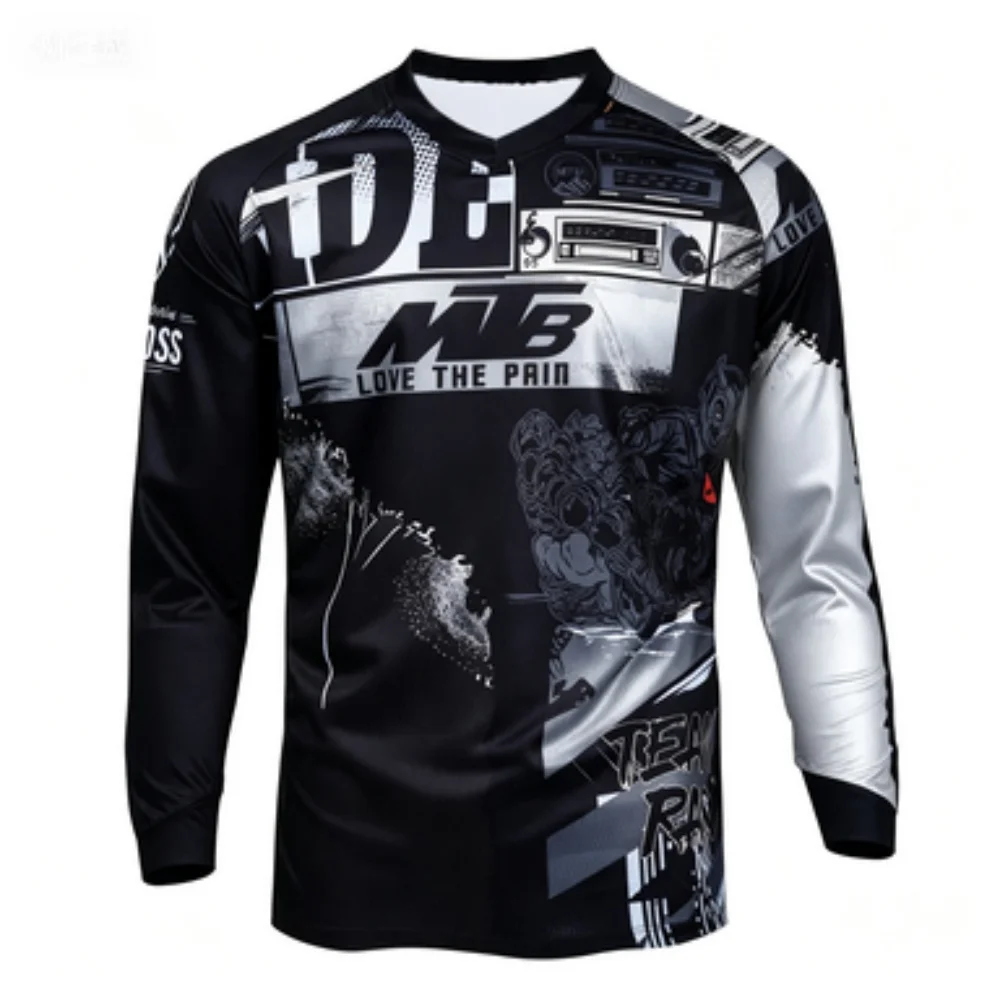 Trendy Printed Long-Sleeve Sports T-Shirt Breathable Outdoor Cycling Top Casual Athletic Wear