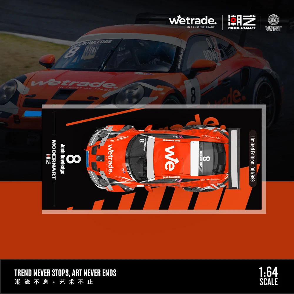 โมเดิร์นอาร์ต 1:64 รถแข่ง 911 จีที3 หมายเลข 8 ชุดรถบรรทุกคอนเทนเนอร์ โมเดลรถอัลลอย สำหรับสะสม โชว์ และเป็นของขวัญ