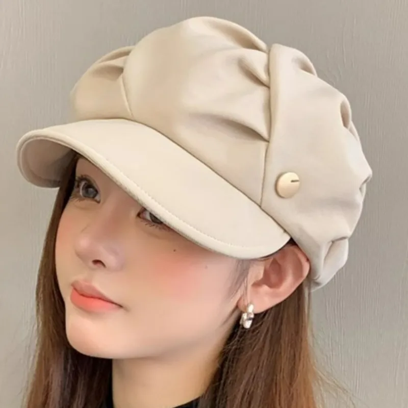 Women Sweet Simple Beret Girls Multicolor Soft Octagonal Hat Lady Outdoor Windproof Large Capacity Berets Decorative Cloud Cap