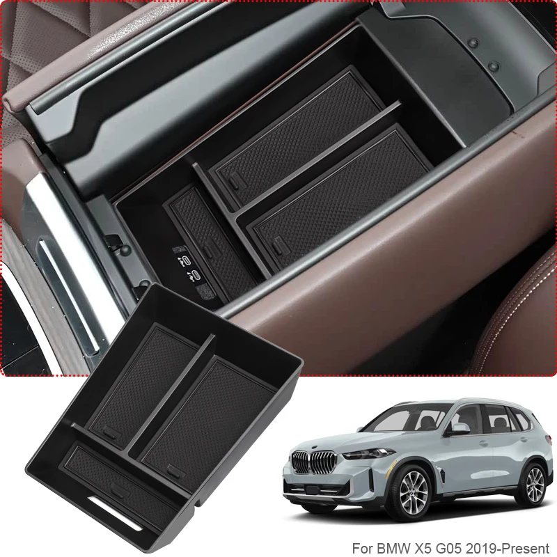 

Car Armrest Box Storage For BMW X5 G05 2019-Present ABS Water Cup Holder Door Tidying Box Auto Interior Accessory
