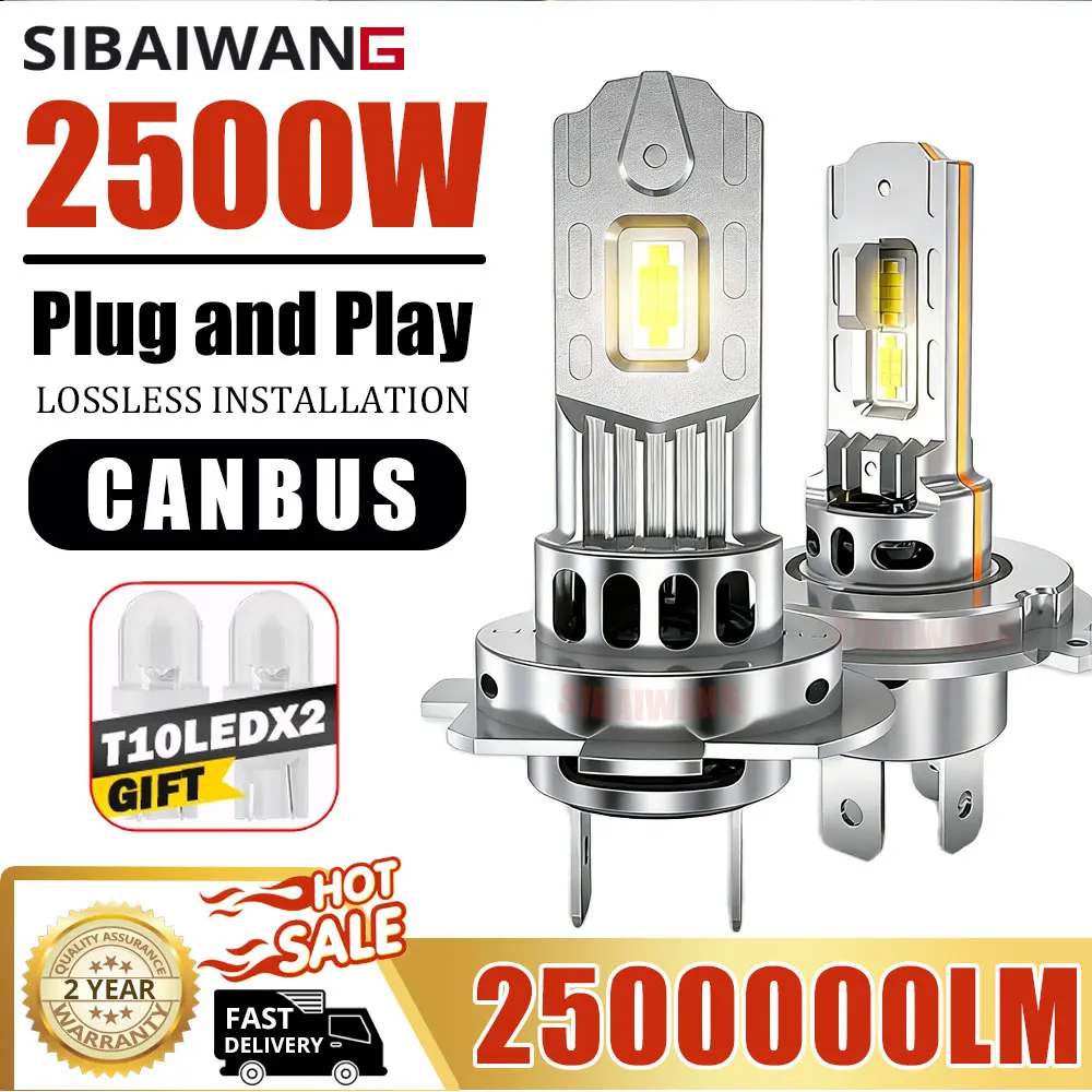 

H7 H4 LED Headlights Canbus 2500W No Error Auto h4 h7 Led Headlamp Fog Lamps CSP Chip High Low Beam 1:1 LED Bulbs Plug And Play